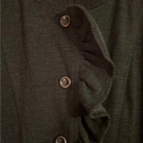Sere Nade Jacket Blazer Cardigan peacoat size small, dark gray with ruffles - Picture 2 of 10
